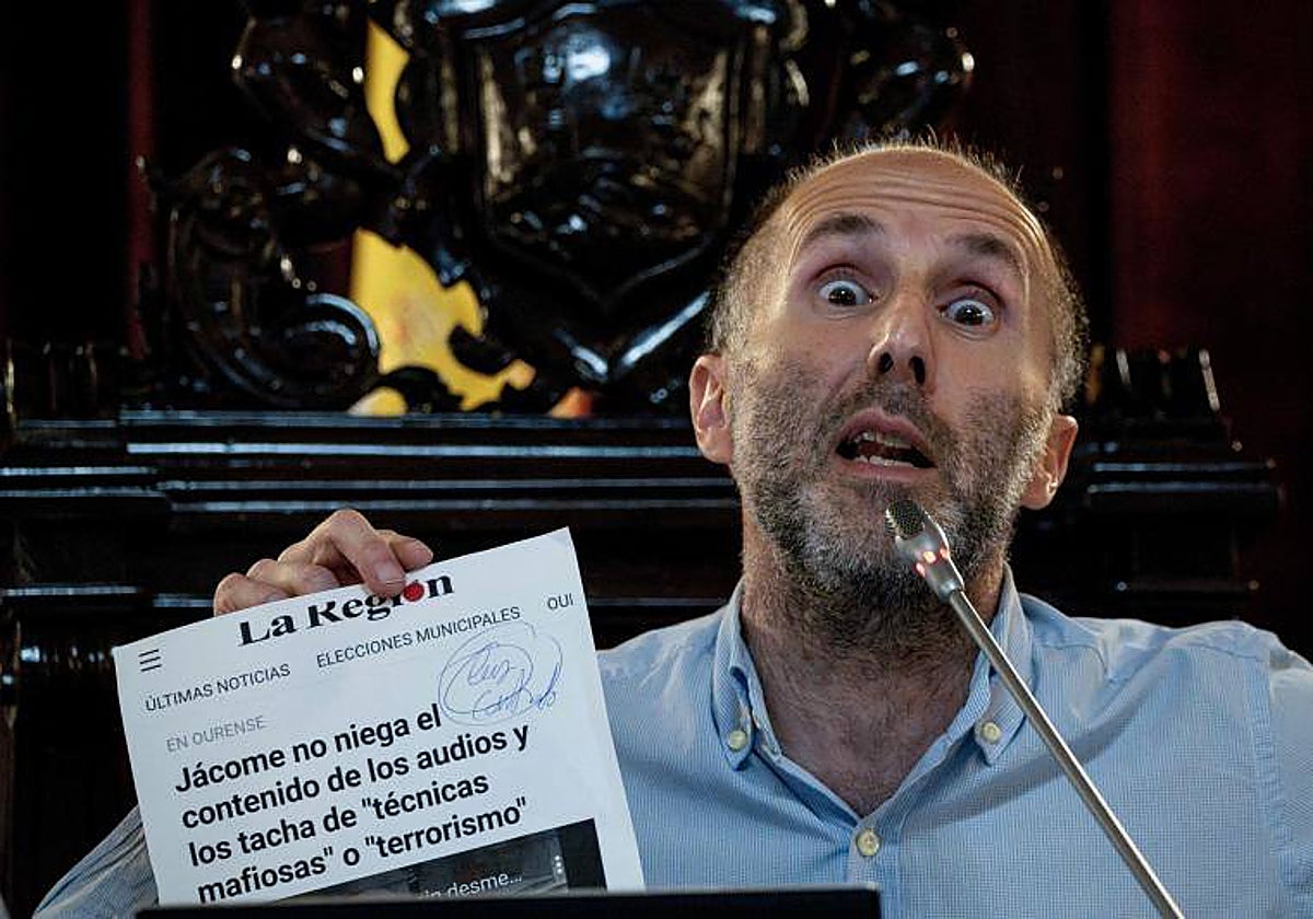 Jácome, en una rueda de prensa en mayo tras salir a la luz supuestas corruptelas en el Concello de Orense
