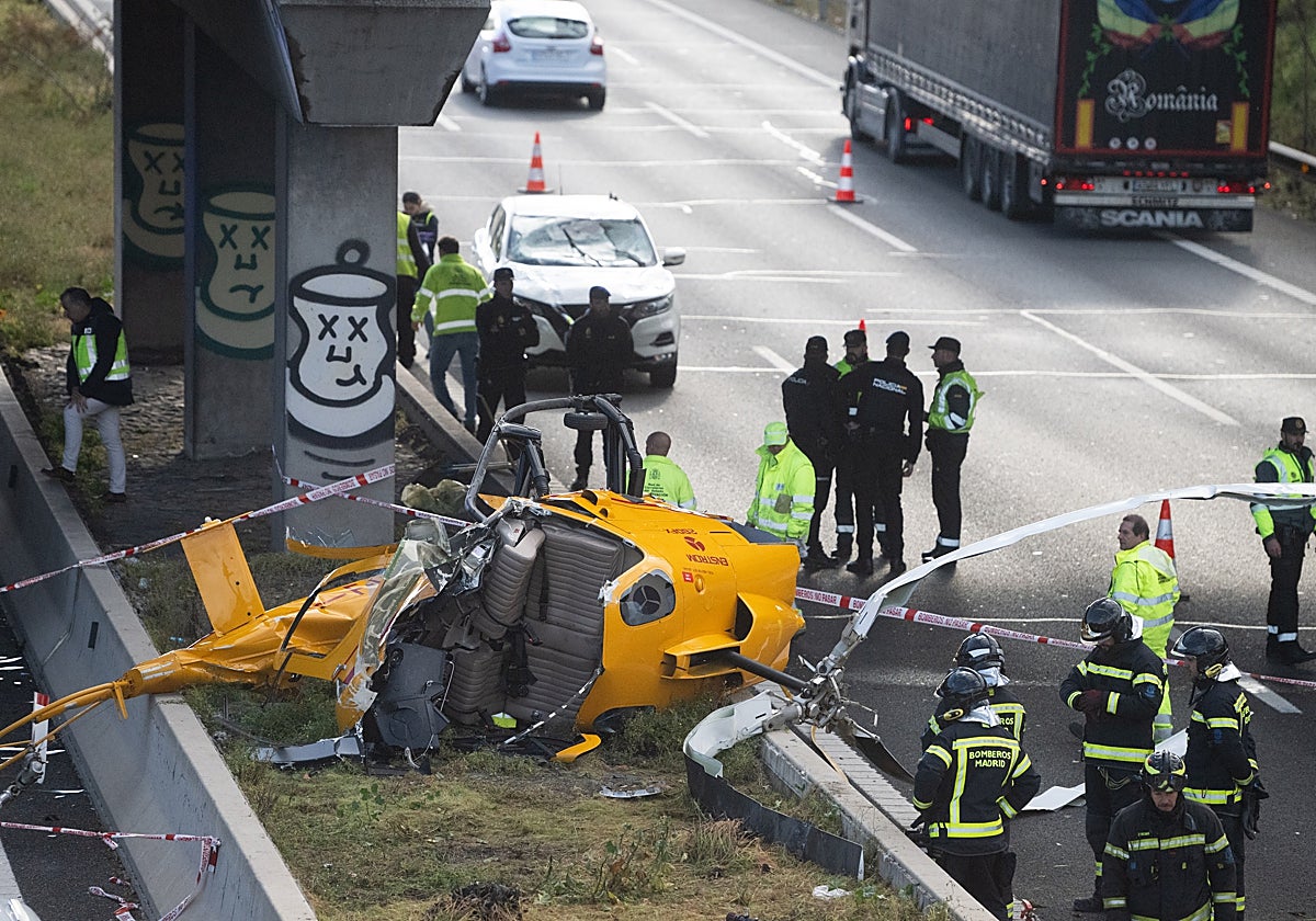 El helicóptero accidentado en la M-40