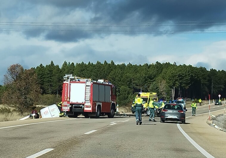 Lugar de la N-630 en el que ha tenido lugar el accidente mortal, a la altura del término de Cuadros