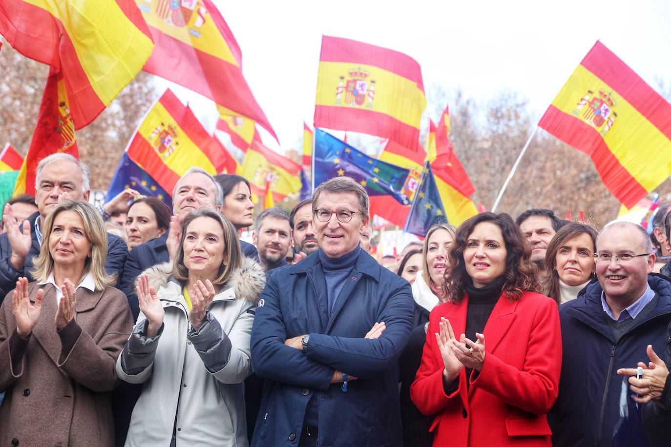 Parte de la cúpula del PP, en la manifestación del Templo de Debod
