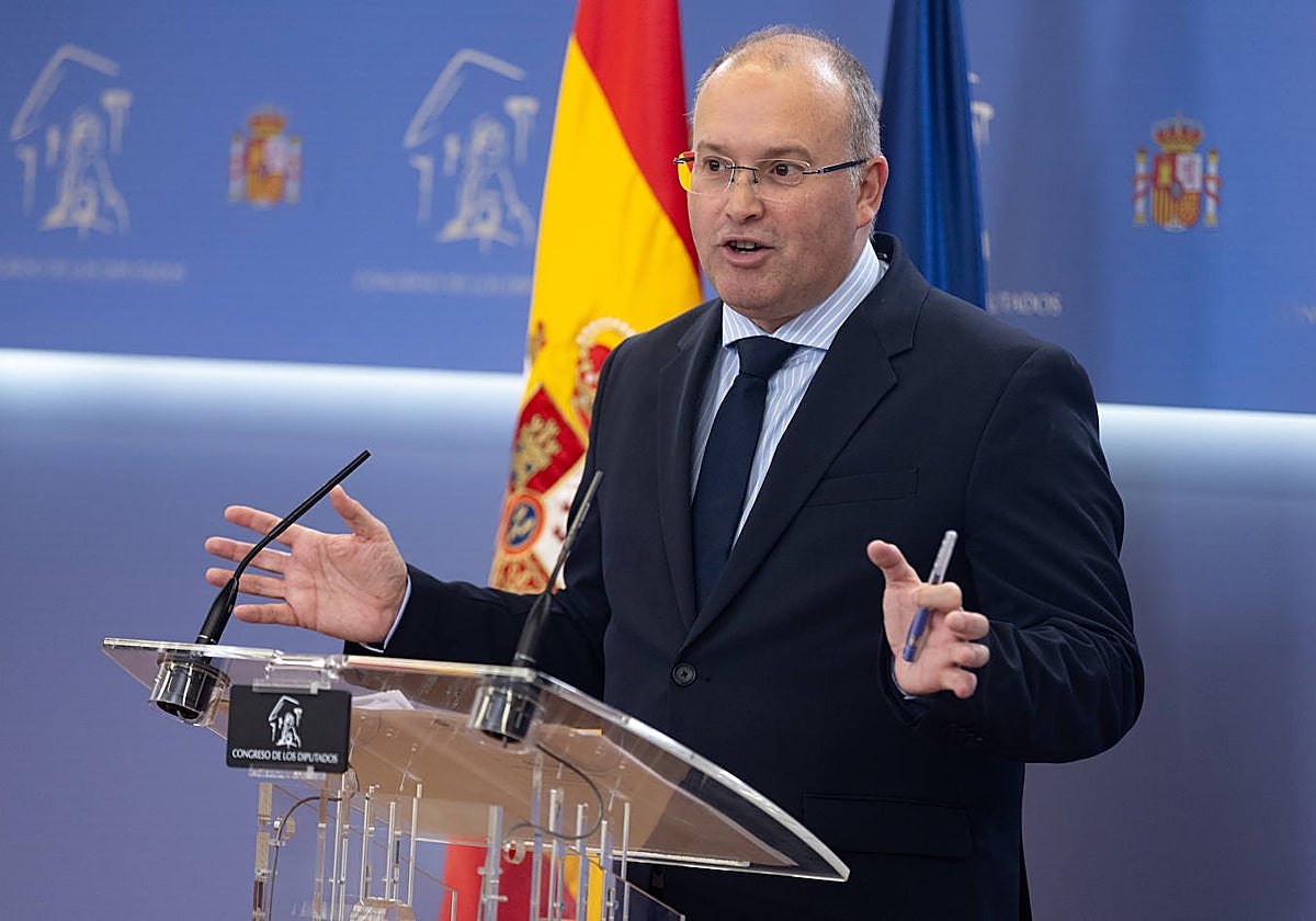 El portavoz del PP en el Congreso, Miguel Tellado, tras la Junta de Portavoces