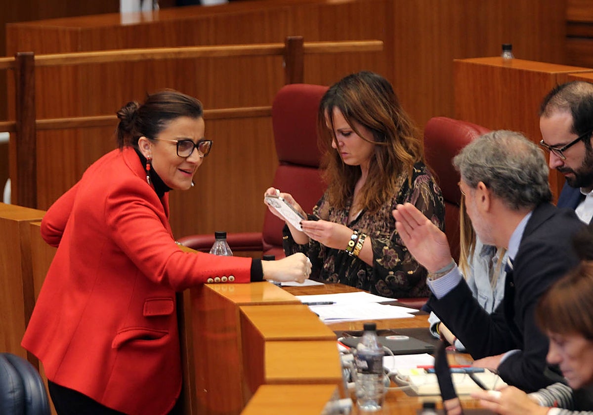 Procuradores socialistas durante el pleno de las Cortes