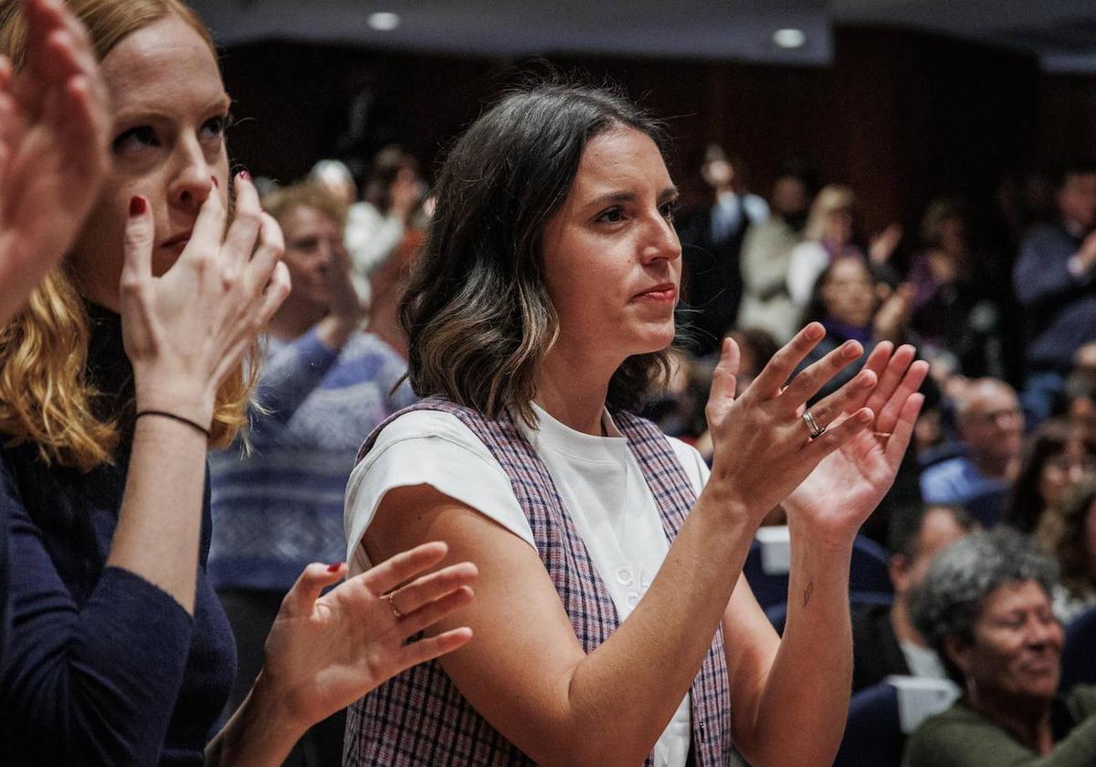 Irene Montero, número dos de Podemos, durante un acto público