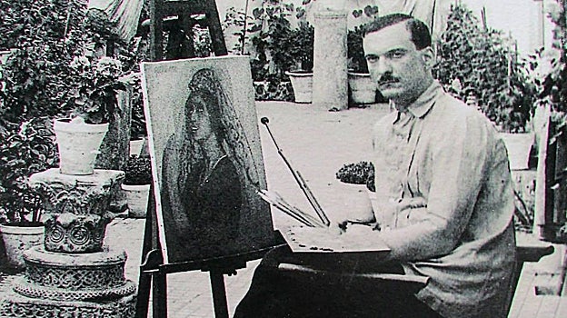 Julio Romero de Torres trabaja en su obra 'La Saeta' en su casa familiar de Córdoba