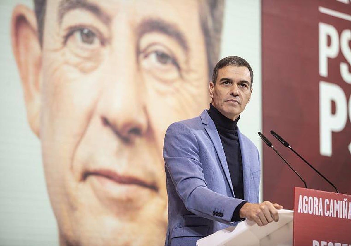 Pedro Sánchez, el pasado sábado en Santiago, en la convención del PSdeG