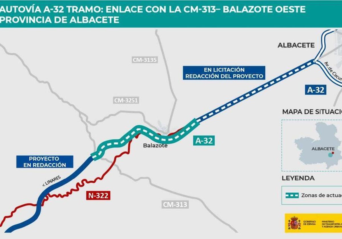 Formalizadas por 96,55 millones las obras del tramo de autovía A-32 entre el enlace con la CM-313 y Balazote Oeste