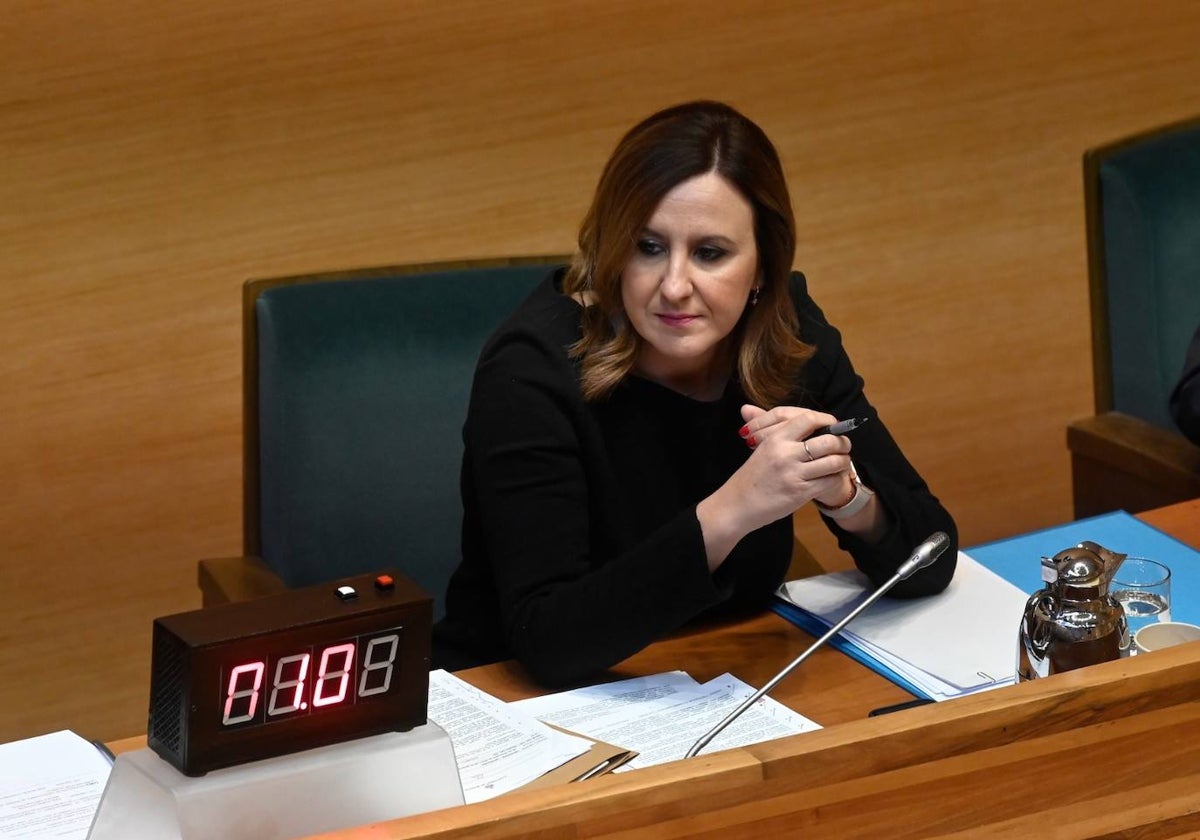 Imagen de la alcaldesa de Valencia, María José Catalá, este miércoles durante el pleno del Ayuntamiento