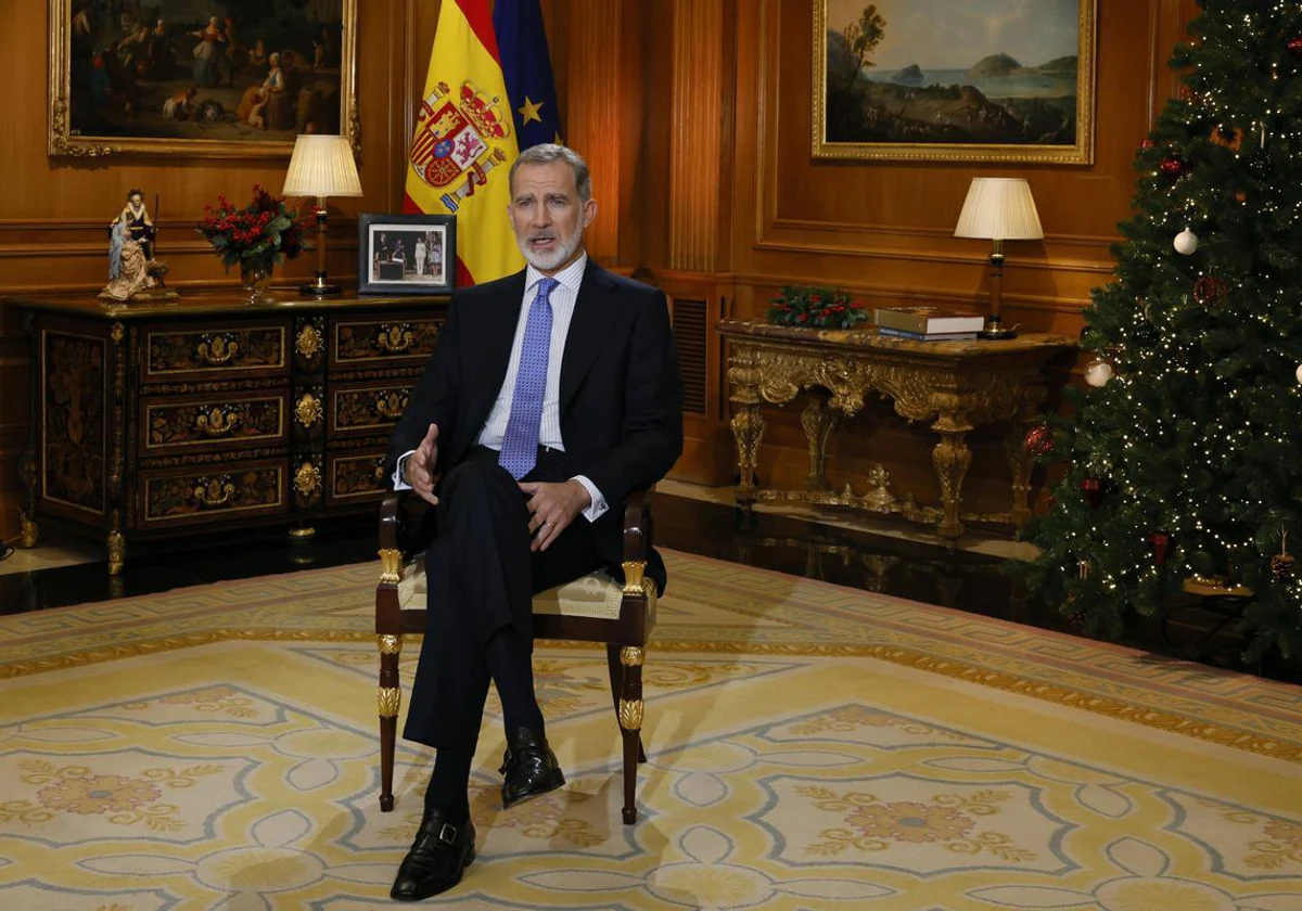 Felipe VI, en un momento de su mensaje navideño televisado