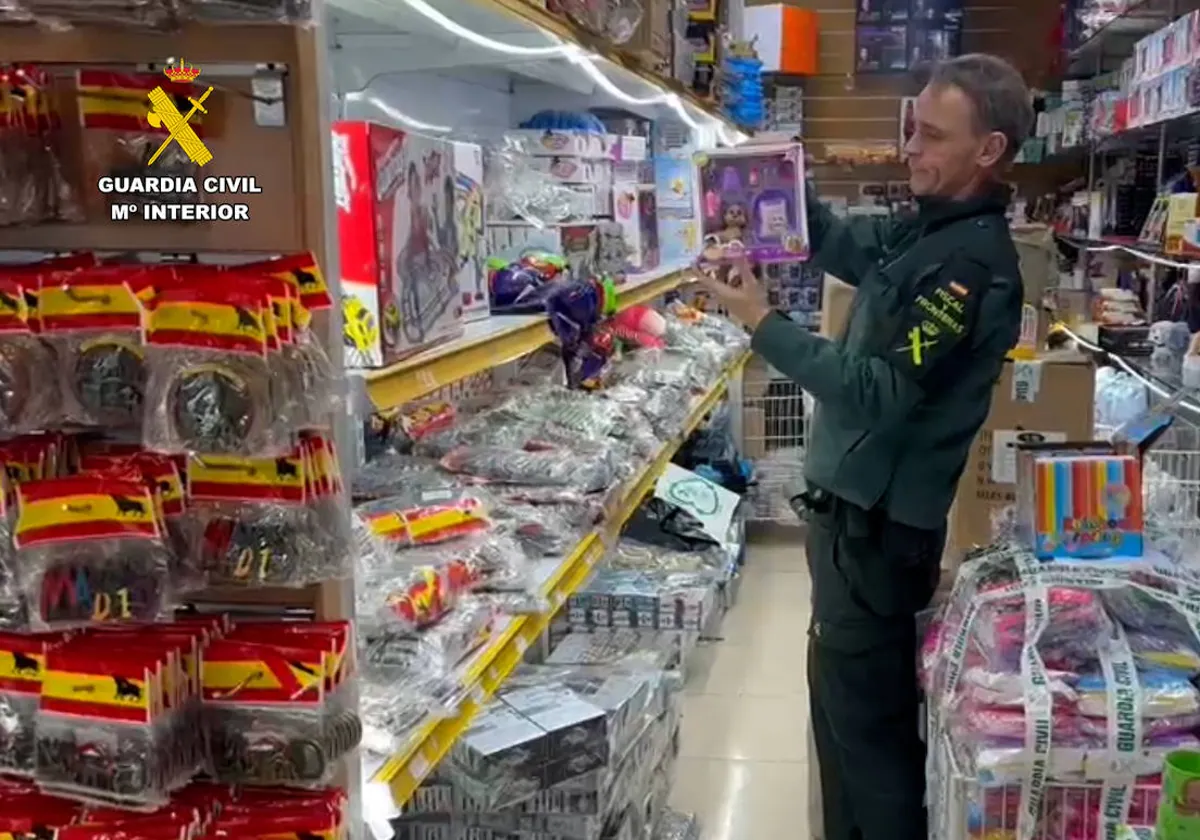 Un guardia civil, durante una inspección