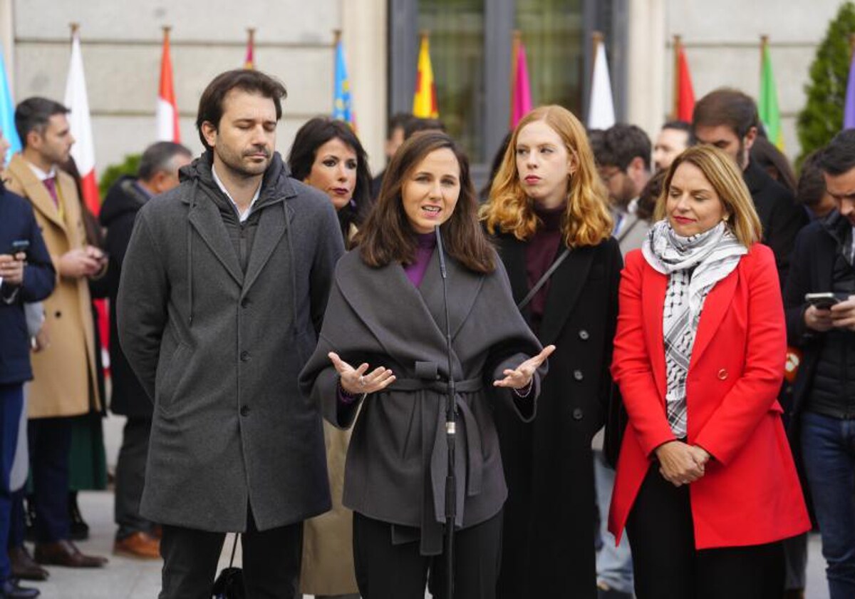 Rueda de prensa de Belarra tras la escisión de Podemos de Sumar el pasado mes de diciembre