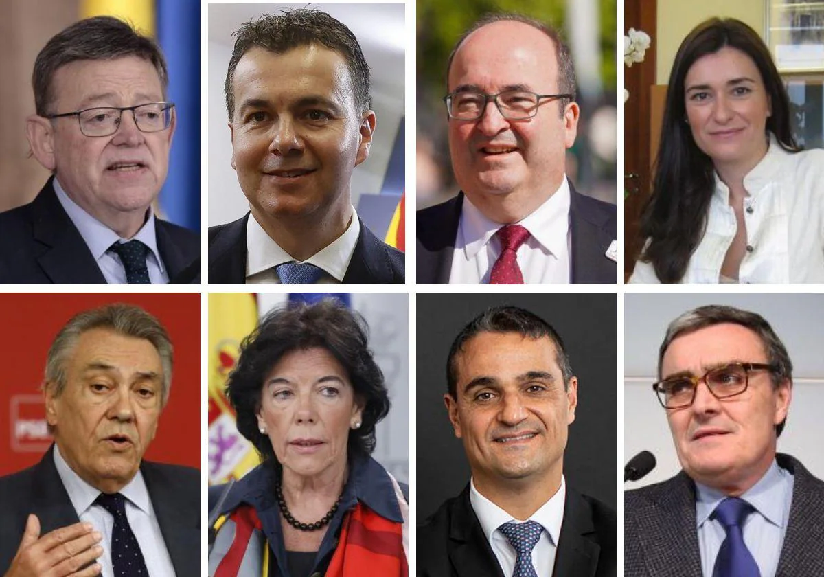 Puig, Gómez, Iceta, Montón, Escudero Zamora, Celáa, Martín Peccis y Ros, ocho de los embaadores nombrados por Sánchez desde 2018