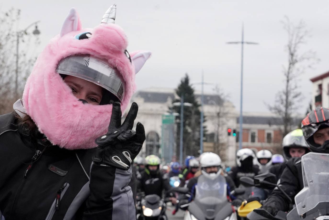 Pingüina en el desfile de banderas