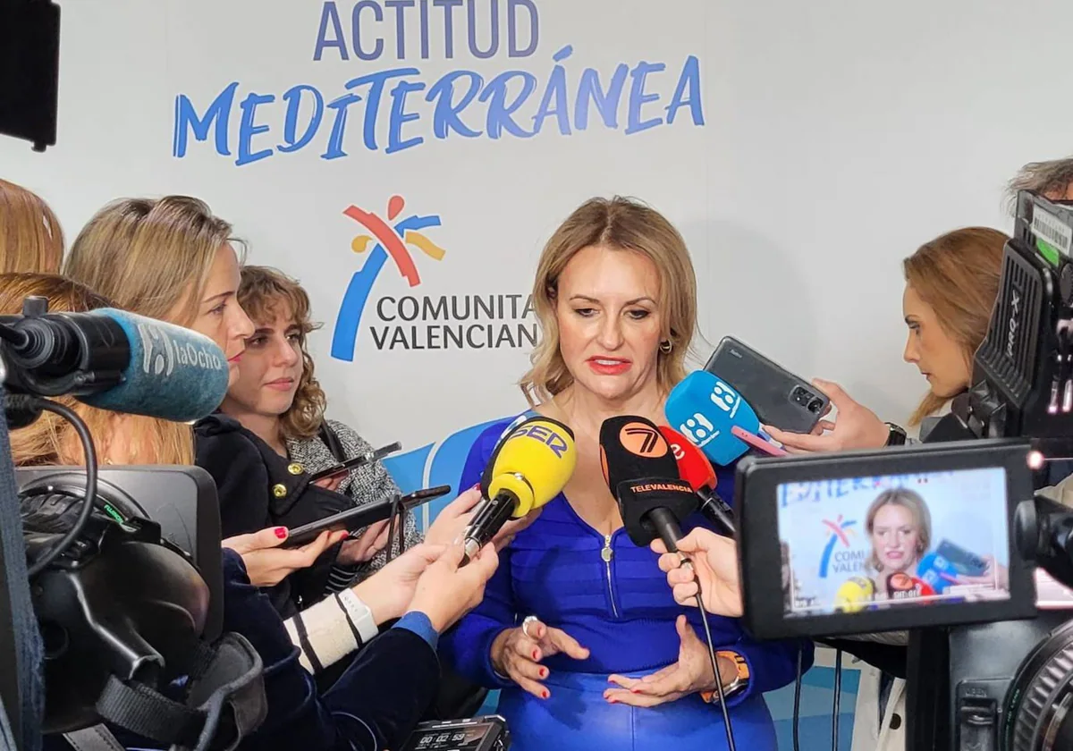 Imagen de la consellera Nuria Montes en su comparecencia frente a los medios