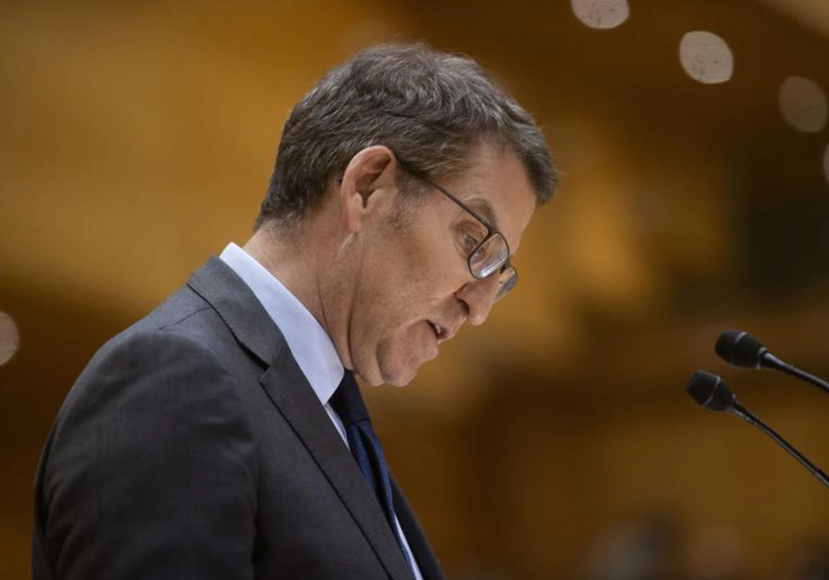 Alberto Núñez Feijóo durante la sesión en el Senado para la reforma de la Constitución