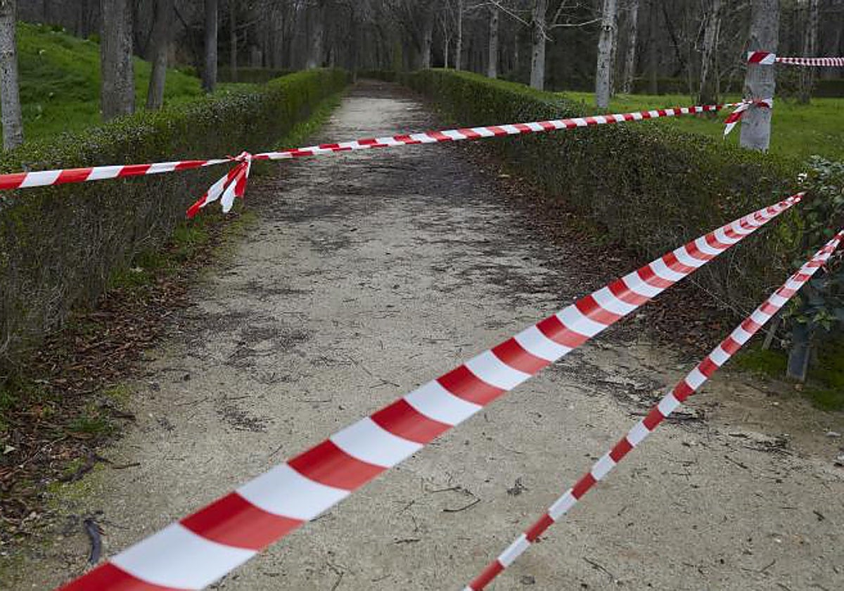 Camino cerrado en El Retiro, en una imagen de archivo