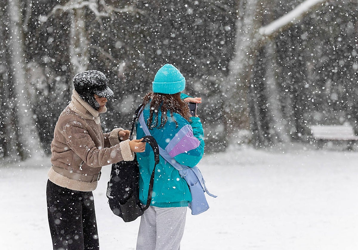 Nevada en la capital soriana/En el vídeo, nevada tras las intensas precipitaciones en la provincia de Segovia