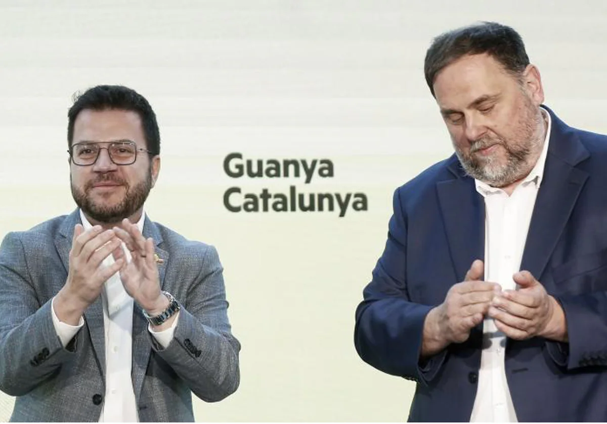 Aragonès y Junqueras, durante el Consejo Nacional de ERC