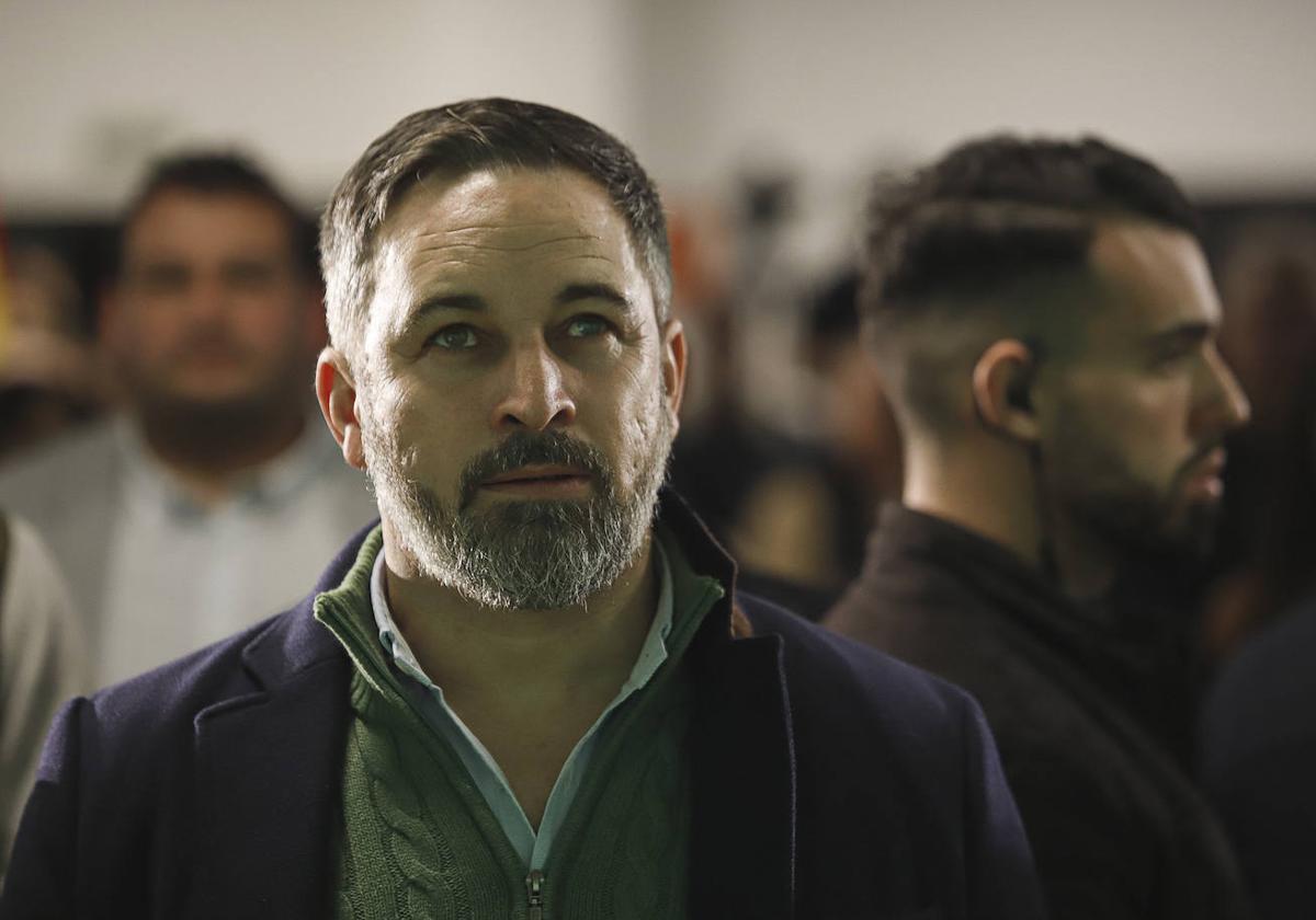 Santiago Abascal, líder de Vox, durante un acto en Galicia