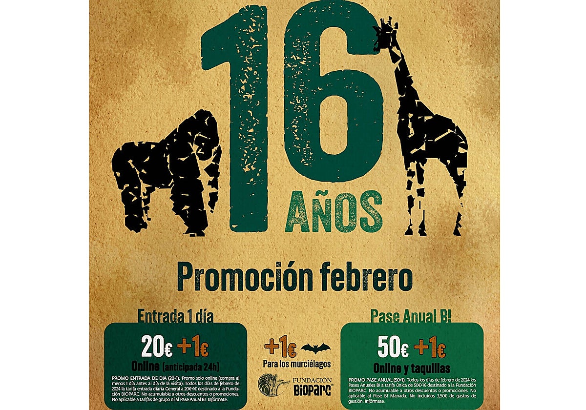 Imagen del cartel promocional del 16º aniversario de Bioparc Valencia