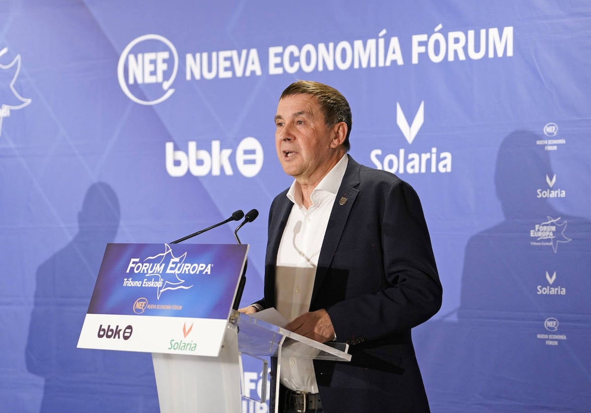 Arnaldo Otegi ha intervenido este martes en el desayuno Fórum Europa-Tribuna Euskadi