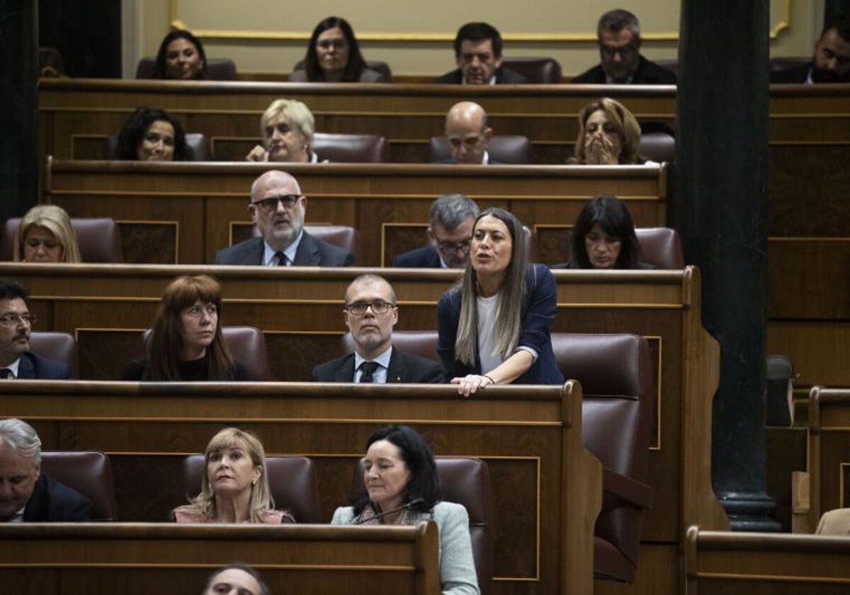 La portavoz de Junts en el Congreso, Míriam Nogueras, emite su voto durante el pleno en el Congreso este martes