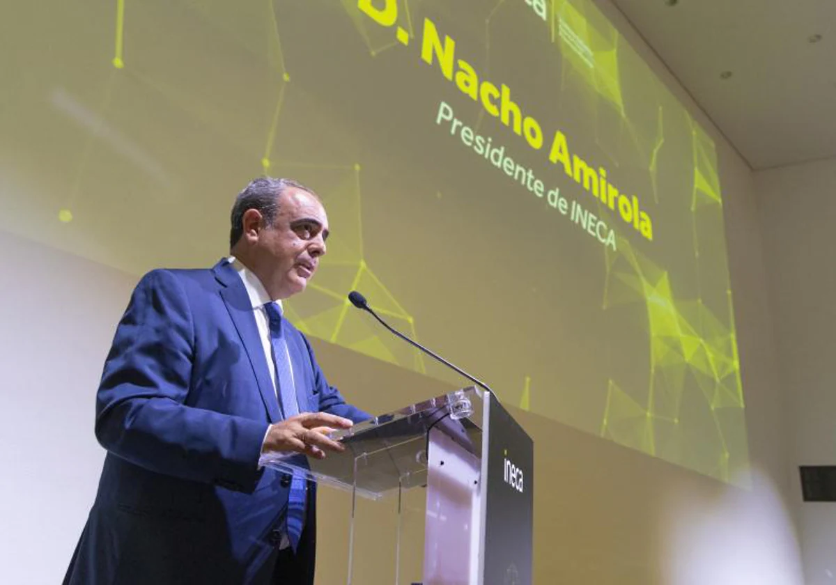 El presidente de Ineca, Nacho Amirola, durante un acto de la organización empresarial alicantina.