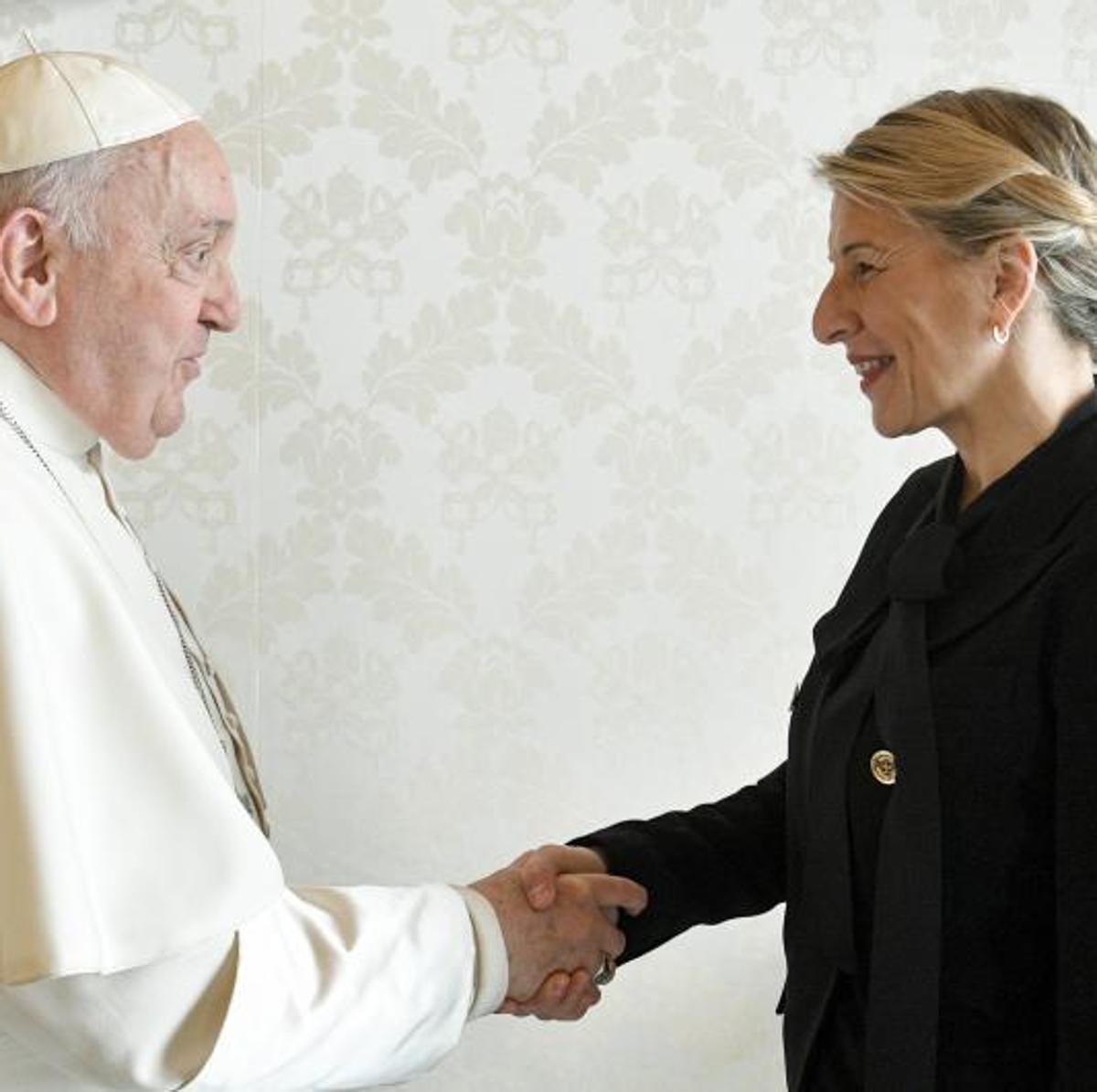 Yolanda Díaz, tras su segunda reunión con el Papa: «Es el mejor embajador del trabajo decente»