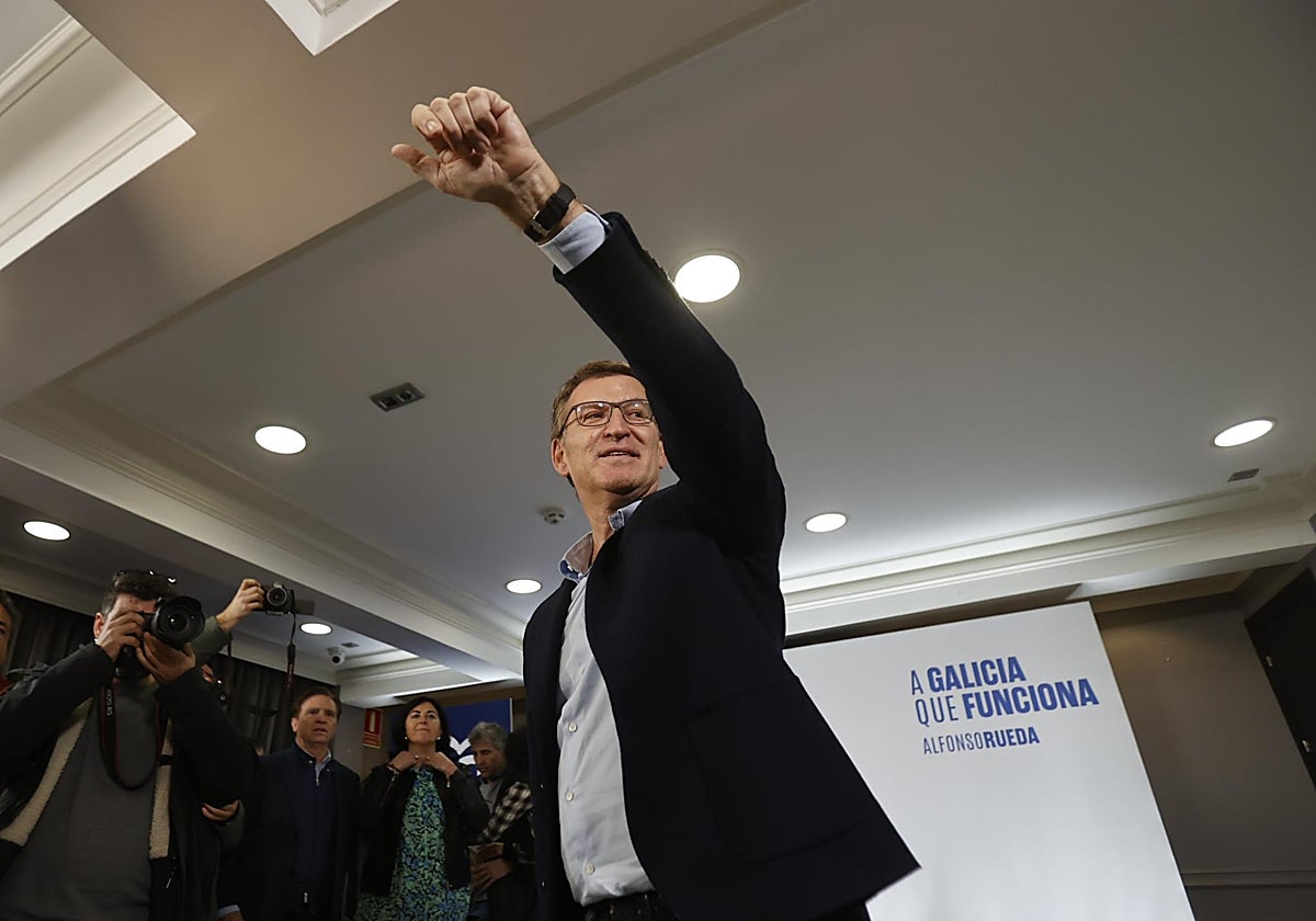 Feijóo a su llegada al mitin de Monforte