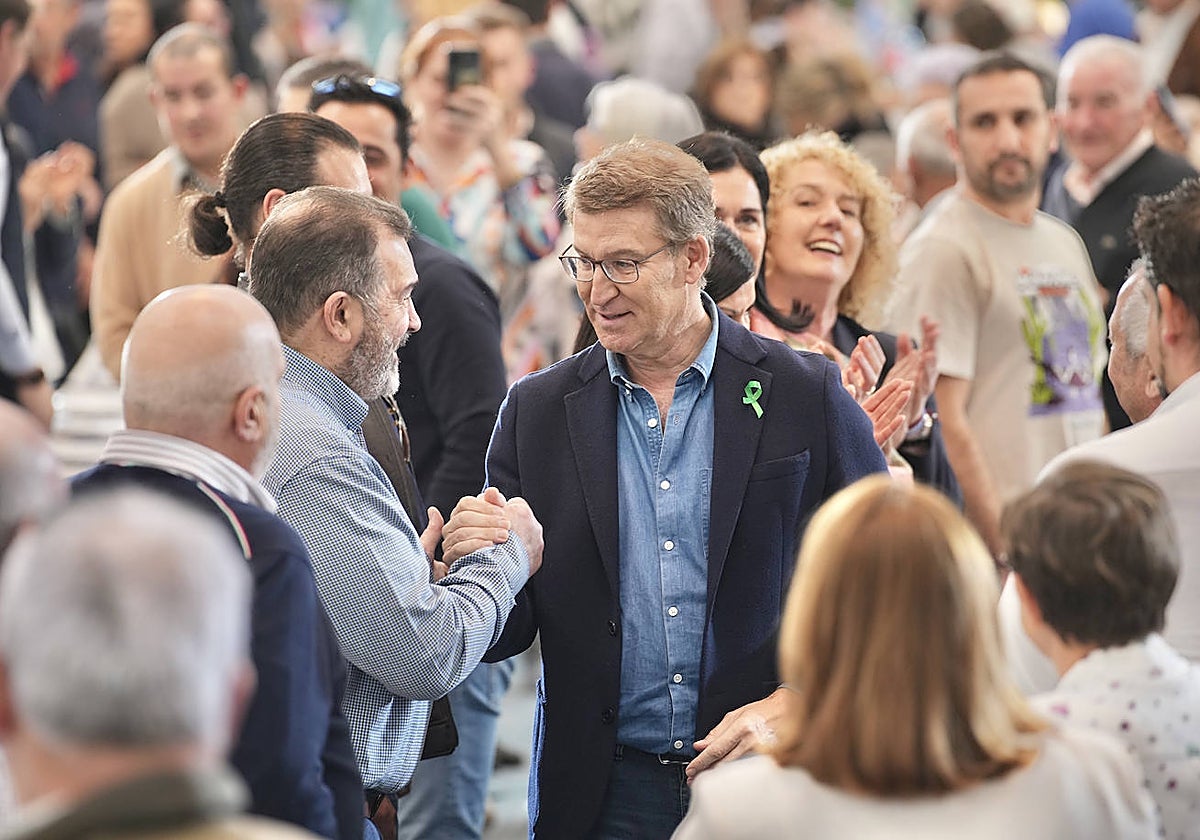 Feijóo, este domingo durante una comida con simpatizantes en Mos