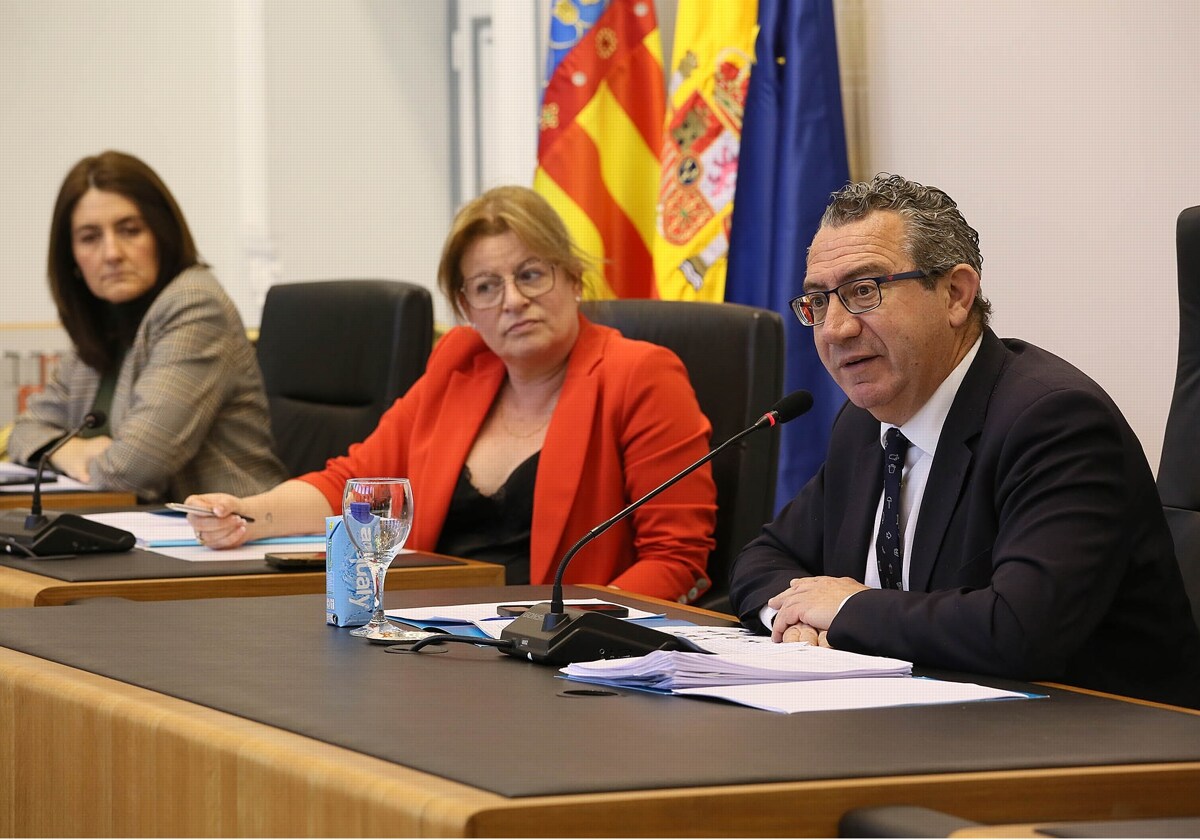 El presidente y la vicepresidenta de la Diputación de Alicante, Toni Pérez y Ana Serna, en la sesión plenaria de este miércoles.