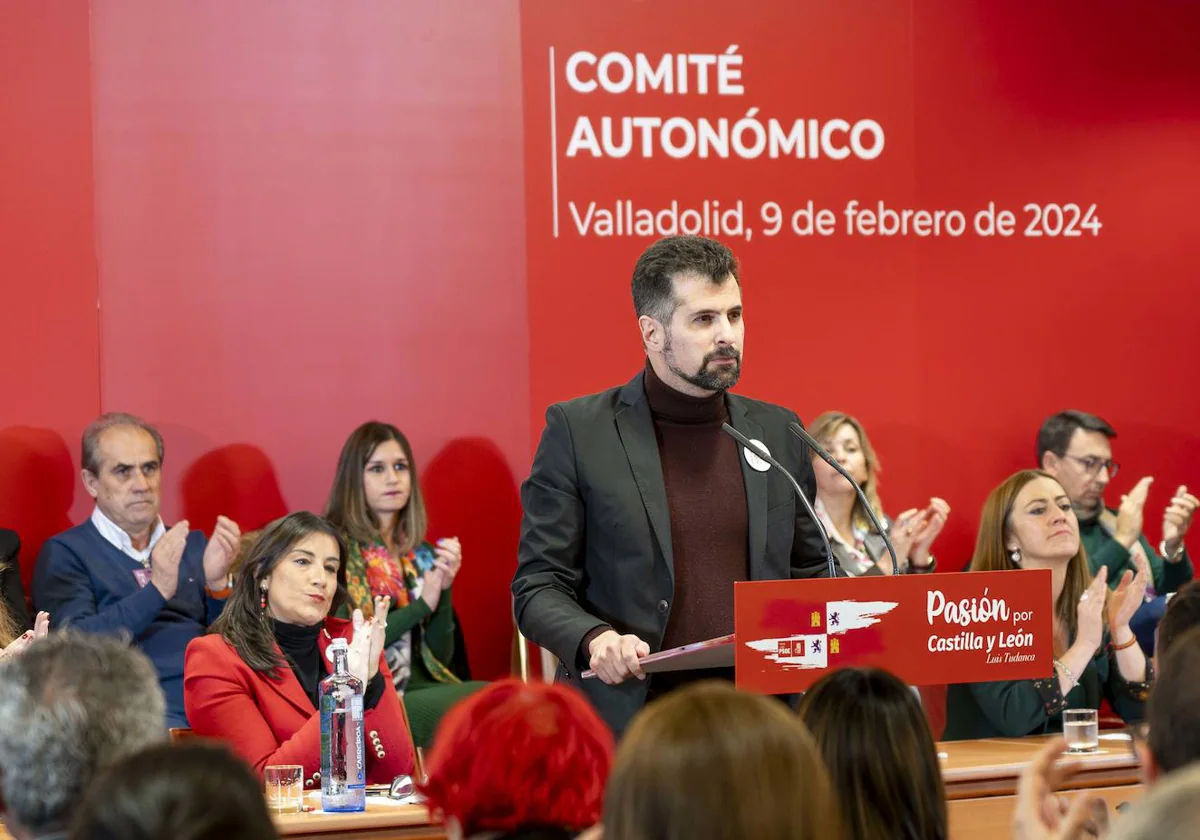 El secretario regional del PSOE, Luis Tudanca, interviene en el Comité Autonómico del PSOE de Castilla y León