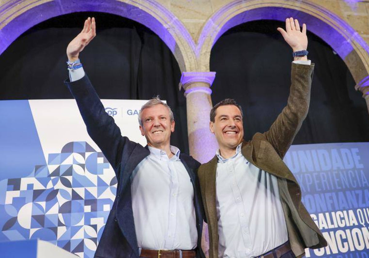 Juanma Moreno y Alfonso Rueda, juntos este sábado en Santiago