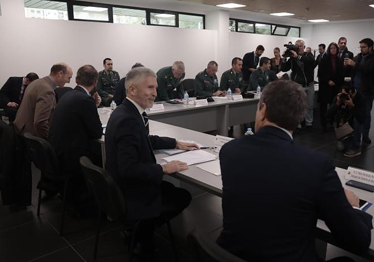 Marlaska, presidiendo la presentación del IV Plan Especial de Seguridad del Campo de Gibraltar // Vídeo: Marlaska transmite optimismo en la lucha contra el narcotráfico horas antes de la muerte de dos agente de la Guardia Civil