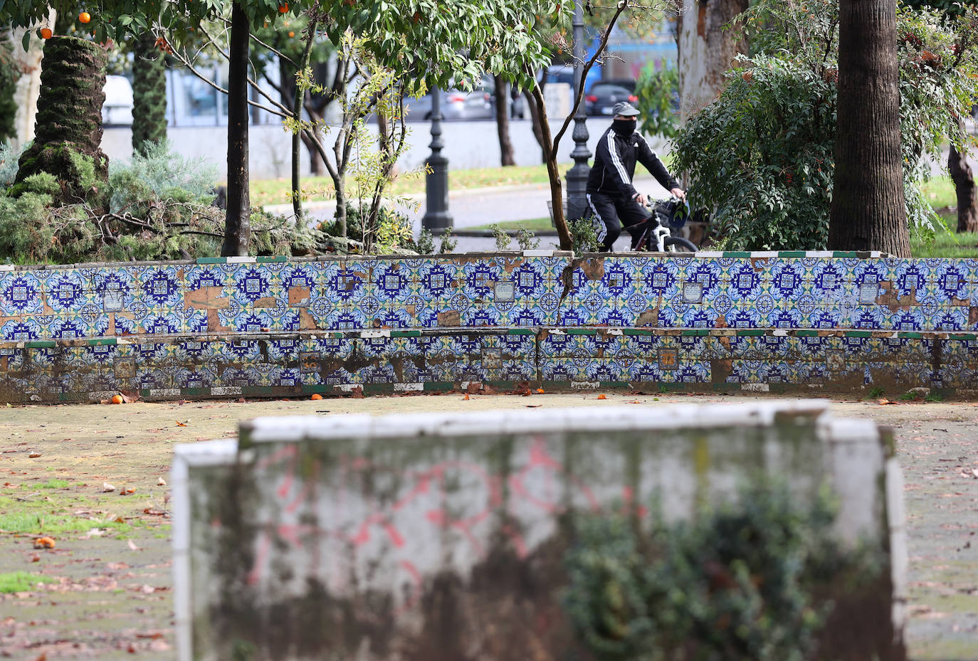 Fotos: el deterioro de los bancos de azulejos de los Jardines de los Patos en Córdoba