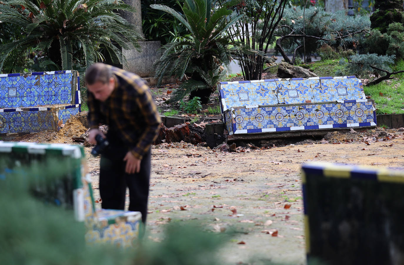 Fotos: el deterioro de los bancos de azulejos de los Jardines de los Patos en Córdoba