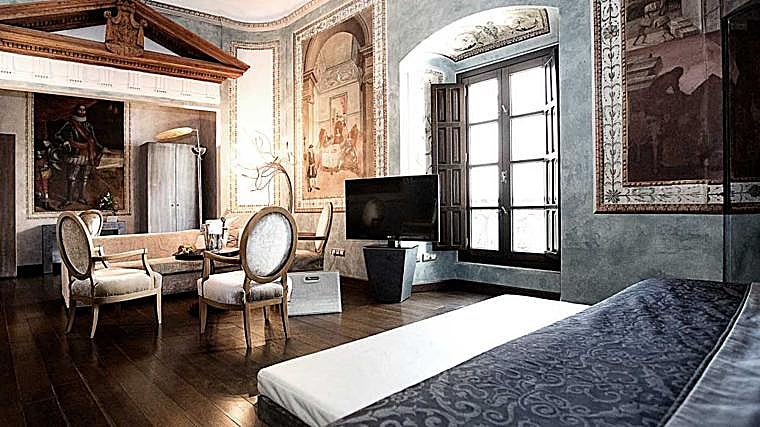 Imagen de un de las espectaculares habitaciones del hotel Hospes Palacio del Bailío