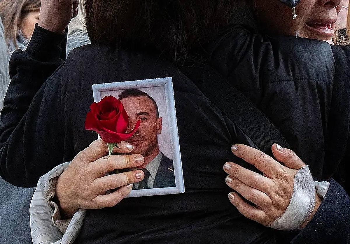 Una foto de Miguel Ángel Gómez el día de su funeral