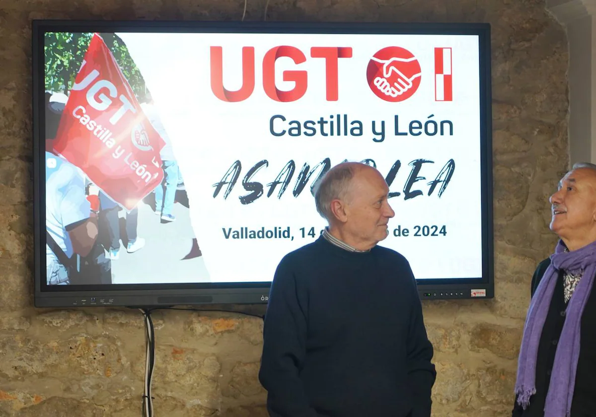 El secretario general de UGT, Pepe Álvarez, y el secretario general de UGTCyL, Faustino Temprano,