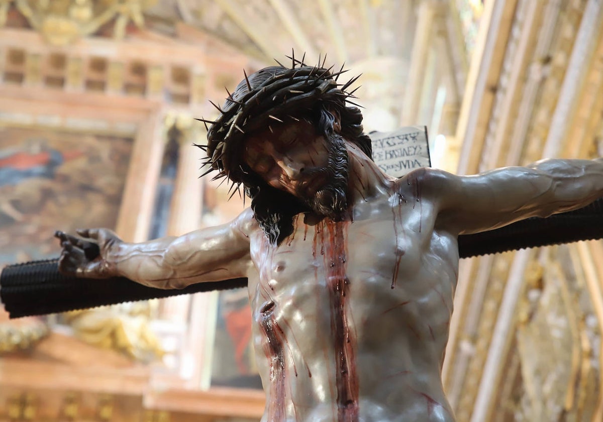 El Cristo de la Piedad, durante su bendición en febrero de 2023, en la Catedral