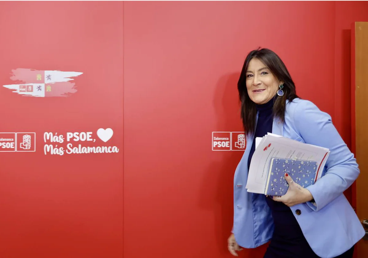 La secretaria de Organización del PSOE de Castilla y León, Ana Sánchez, antes de la rueda de prensa