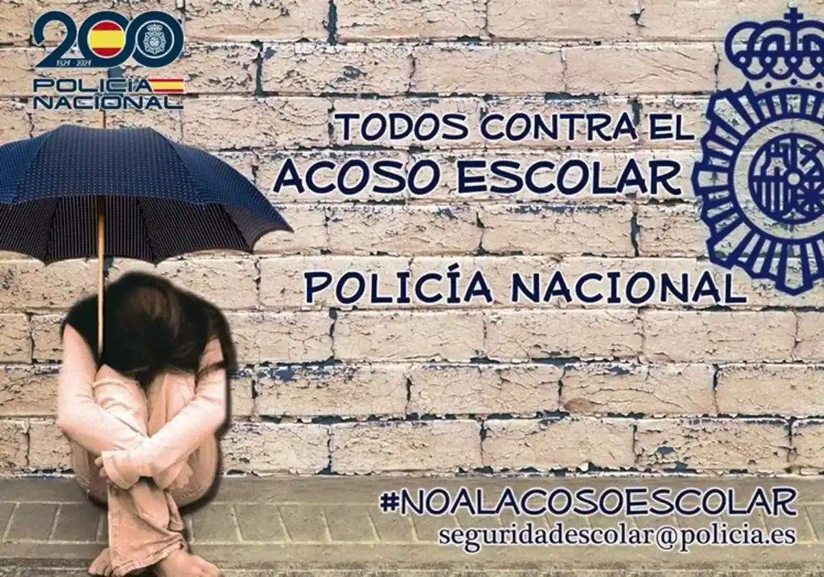 Foto de una campaña contra el acoso escolar difundida por la Policía Nacional