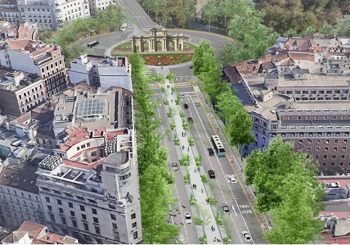 Recreación del futuro bulevar entre Cibeles y la Puerta de Alcalá