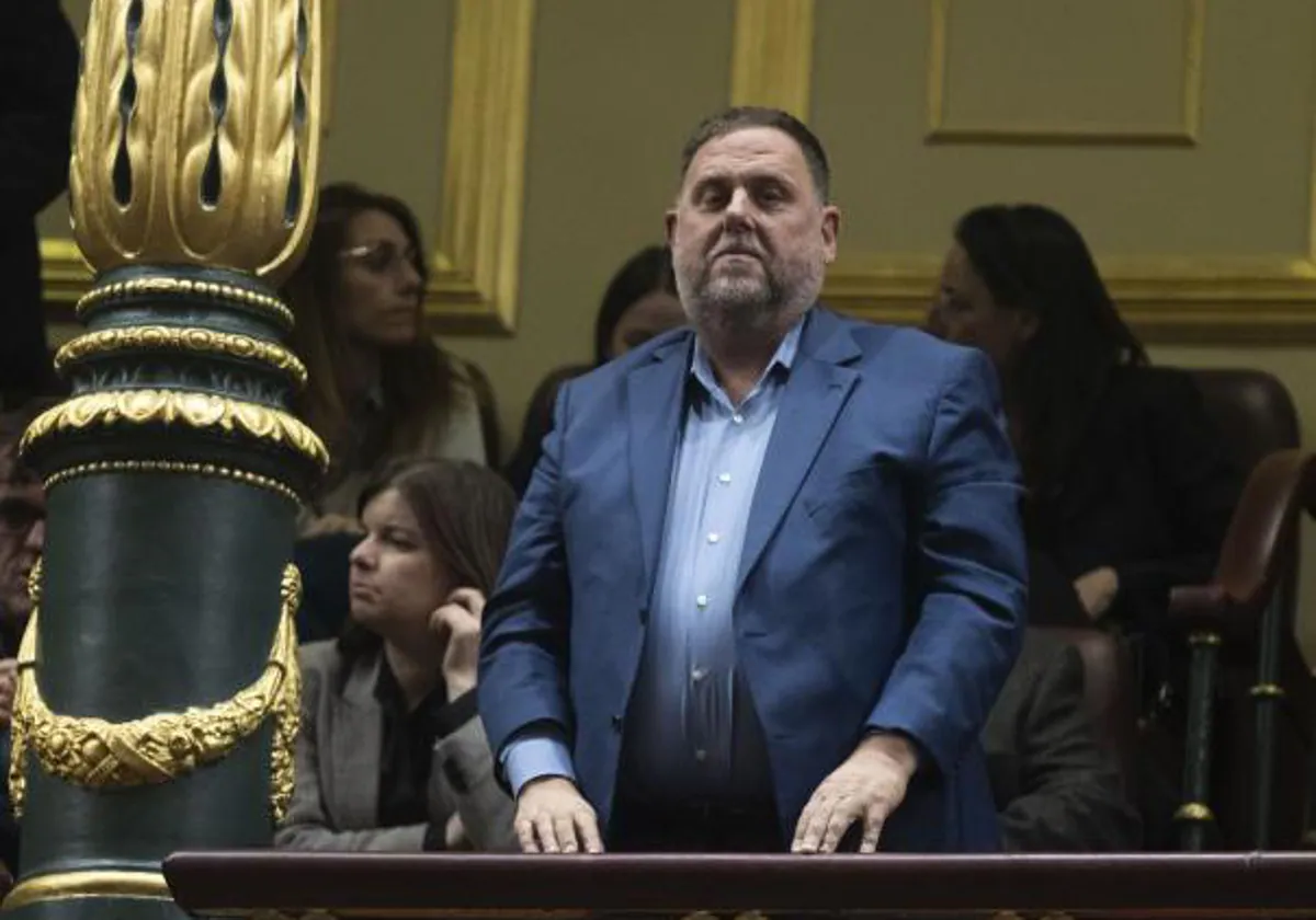 El líder de ERC, Oriol Junqueras, en el Congreso de los Diputados