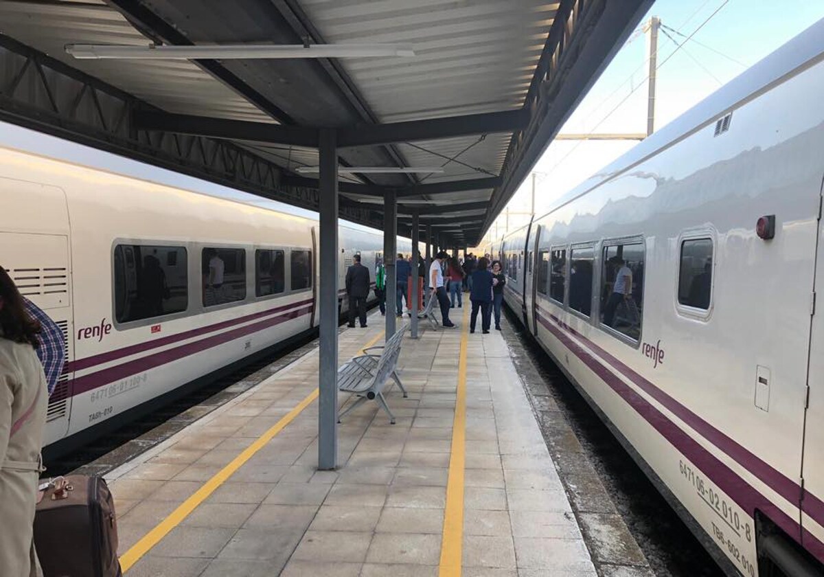 Imagen de archivo de un grupo de viajeros en la estación de tren de Almería.