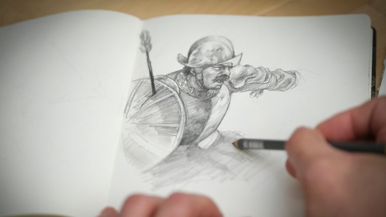 Boceto de su nuevo trabajo sobre Lepanto