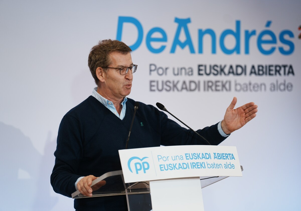 Alberto Núñez Feijóo, durante un acto del PP vasco este sábado en Vitoria