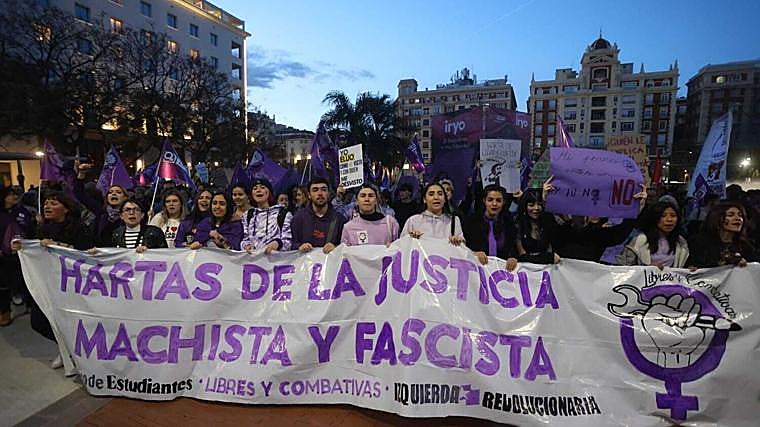Uno de los momentos de la manifestación del 8M en Málaga en 2023