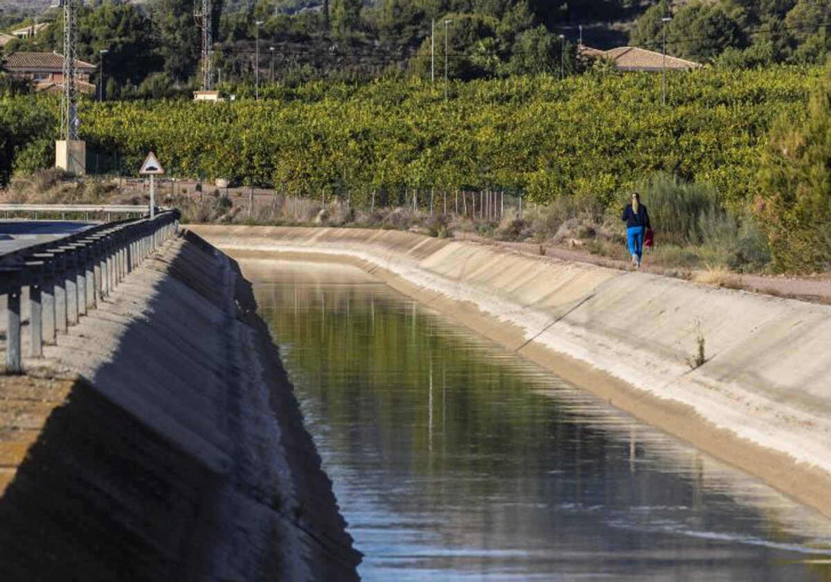 Canalización del trasvase Tajo-Segura en tierras de cultivo.