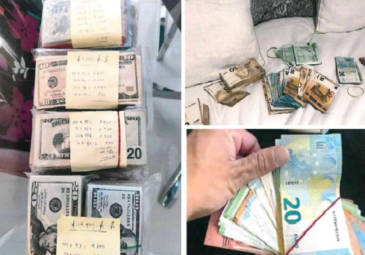Los fajos de billetes que compartían en el chat de socios de Aldama