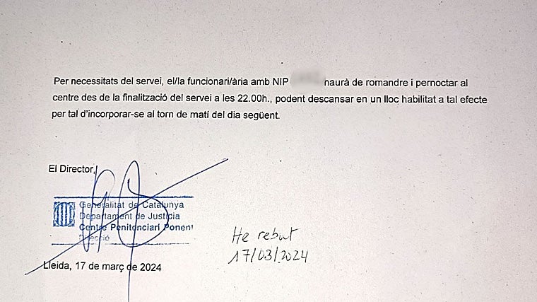 Orden para que un funcionario no abandone su puesto